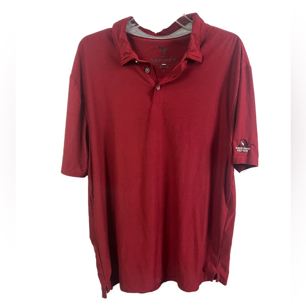 Anderson Ord Men's Performance Golf‎ Red Heather Polo Shirt- Size Large